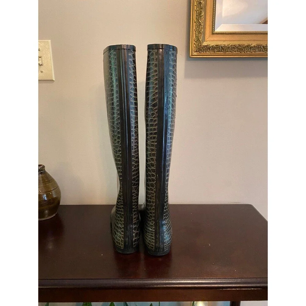 Henry Ferrera faux snake skin rain boots/riding boots size 7